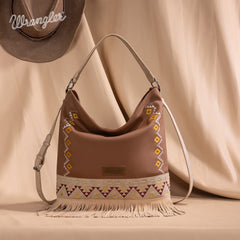 Wrangler Aztec Embroidered Fringe Shoulder Bag