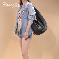 Wrangler Aztec Embroidered Large Hobo Bag