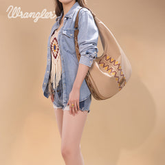 Wrangler Aztec Embroidered Large Hobo Bag