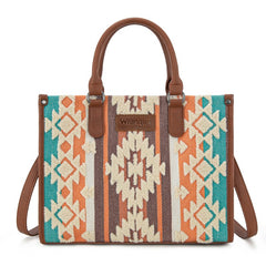 Wrangler Sherpa Aztec Canvas Tote Bag