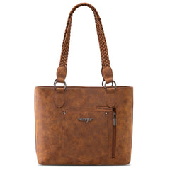 WG78-G8317 Wrangler Braided Detail Multi Pockets Concealed Carry Tote - Brown