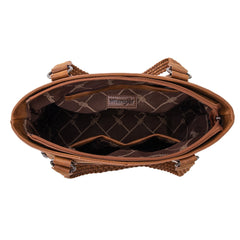 WG78-G8317 Wrangler Braided Detail Multi Pockets Concealed Carry Tote - Brown