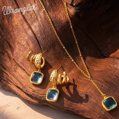 Wrangler Gold Plated Minimalist Pendant Necklace and Earrings Set
