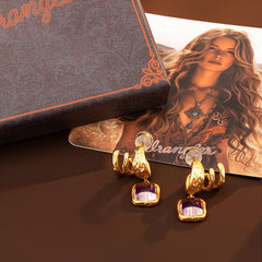 Wrangler Gold Plated Minimalist Pendant Necklace and Earrings Set