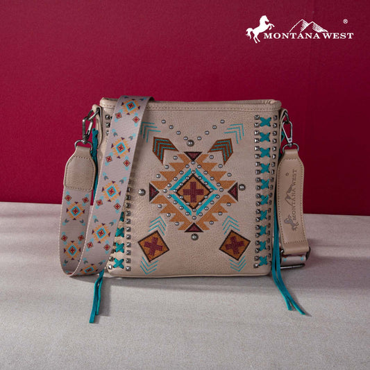 Montana West Embroidered Aztec Collection Concealed Carry Crossbody Bag