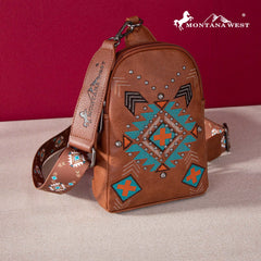 Montana West Embroidered Aztec Collection Sling Bag
