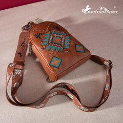 Montana West Embroidered Aztec Collection Sling Bag