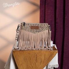 Wrangler Vintage Floral Tooled Collection Fringe Crossbody