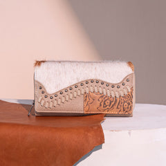 Trinity Ranch Hair-On Cowhide Saddle Shape Collection Wallet