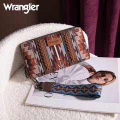 Wrangler Aztec Embroidered Canvas Whipstitch Wristlet