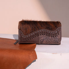 Trinity Ranch Hair-On Cowhide Saddle Shape Collection Wallet