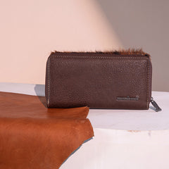 Trinity Ranch Hair-On Cowhide Saddle Shape Collection Wallet
