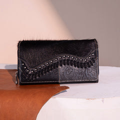 Trinity Ranch Hair-On Cowhide Saddle Shape Collection Wallet