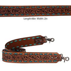 Montana West Western Guitar Style Floral Tooled" Crossbody Strap - Brown