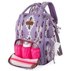 2024 New Wrangler Aztec Southwestern Pattern Dual Sided Print Multi-function Backpack-Lavender