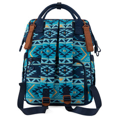 2024 New Wrangler Aztec Southwestern Pattern Dual Sided Print Multi-function Backpack-Navy