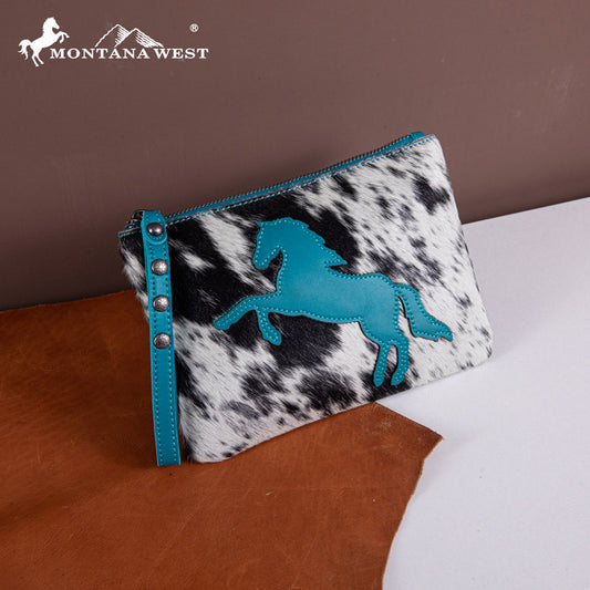 Montana West Hair-On Cowhide Leather Wristlet