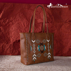 Montana West Aztec Embroidered Collection Concealed Carry Tote