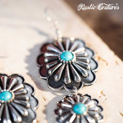 Rustic Couture's Silver Concho with Natural Stone Dangling Earring