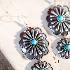 Rustic Couture's Silver Concho with Natural Stone Dangling Earring