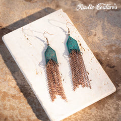 Rustic Couture's Navajo Antique Bronze with Tassels Dangling Earring