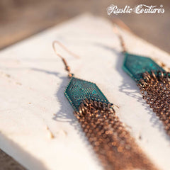 Rustic Couture's Navajo Antique Bronze with Tassels Dangling Earring