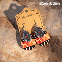 Rustic Couture's Cacus Hollow Out with Wooden Teardrop Shape Earring