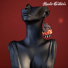 Rustic Couture's Cacus Hollow Out with Wooden Teardrop Shape Earring