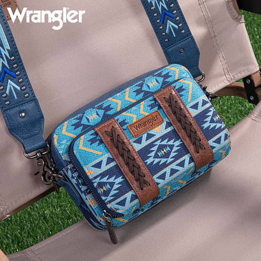 Wrangler Aztec Printed Crossbody Purse-Navy