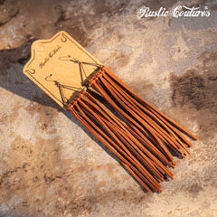 Rustic Couture's Leather Fringe on Gold Triangle Dangle Hook Earring