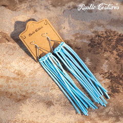 Rustic Couture's Leather Fringe on Gold Triangle Dangle Hook Earring