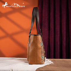 Montana West Embroidered Floral Cut-out Tote Bag