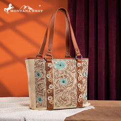 Montana West Embroidered Floral Cut-out Tote Bag