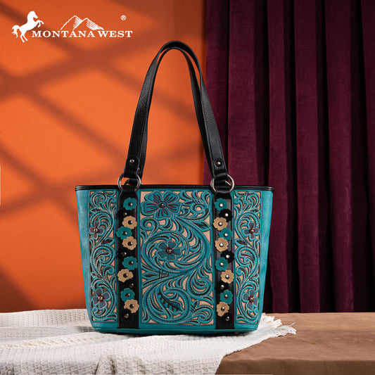 Montana West Embroidered Floral Cut-out Tote Bag