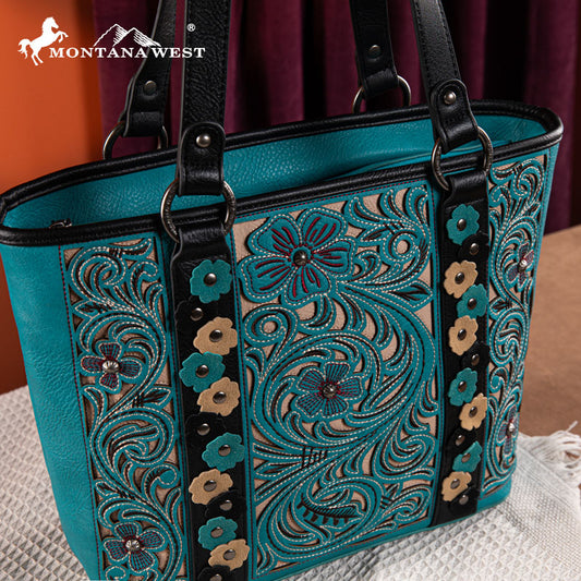 Montana West Embroidered Floral Cut-out Tote Bag