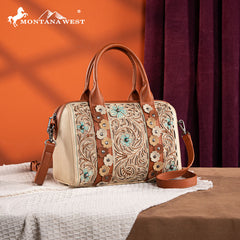 Montana West Embroidered Floral Cut-out Duffle Bag Set