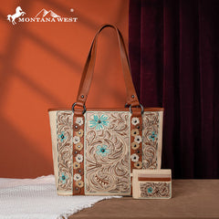 Montana West Embroidered Floral Cut-out Tote Bag