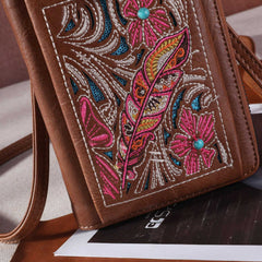 Montana West Embroidered Floral Cut-out Collection Phone Wallet/Crossbody