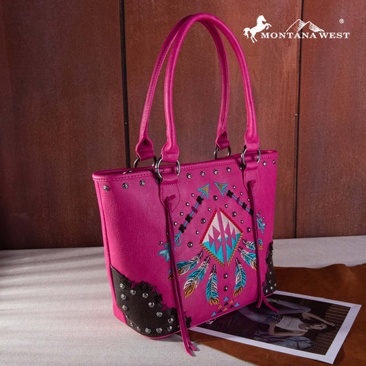 Montana West Embroidered Arrow Feather Collection Concealed Carry Tote
