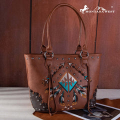 Montana West Embroidered Arrow Feather Collection Concealed Carry Tote