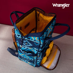 2024 New Wrangler Aztec Southwestern Pattern Dual Sided Print Multi-function Backpack-Navy