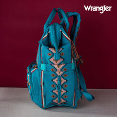 2024 New Wrangler Aztec Southwestern Pattern Dual Sided Print Multi-function Backpack-Turquoise