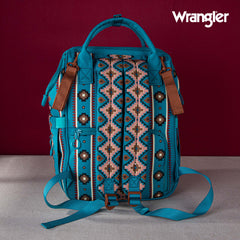2024 New Wrangler Aztec Southwestern Pattern Dual Sided Print Multi-function Backpack-Turquoise