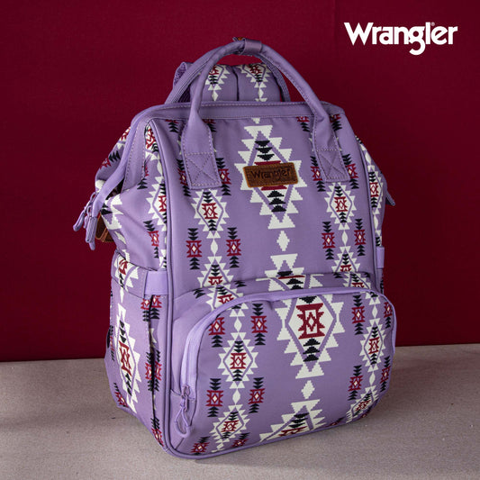 2024 New Wrangler Aztec Southwestern Pattern Dual Sided Print Multi-function Backpack-Lavender