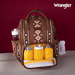 2024 New Wrangler Aztec Southwestern Pattern Dual Sided Print Multi-function Backpack-Camel