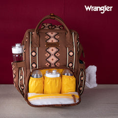 2024 New Wrangler Aztec Southwestern Pattern Dual Sided Print Multi-function Backpack-Camel