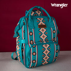 2024 New Wrangler Aztec Southwestern Pattern Dual Sided Print Multi-function Backpack-Green