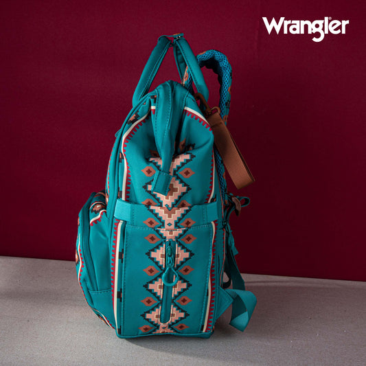 2024 New Wrangler Aztec Southwestern Pattern Dual Sided Print Multi-function Backpack-Green