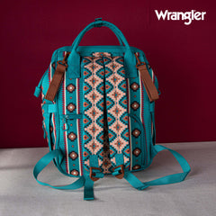 2024 New Wrangler Aztec Southwestern Pattern Dual Sided Print Multi-function Backpack-Green