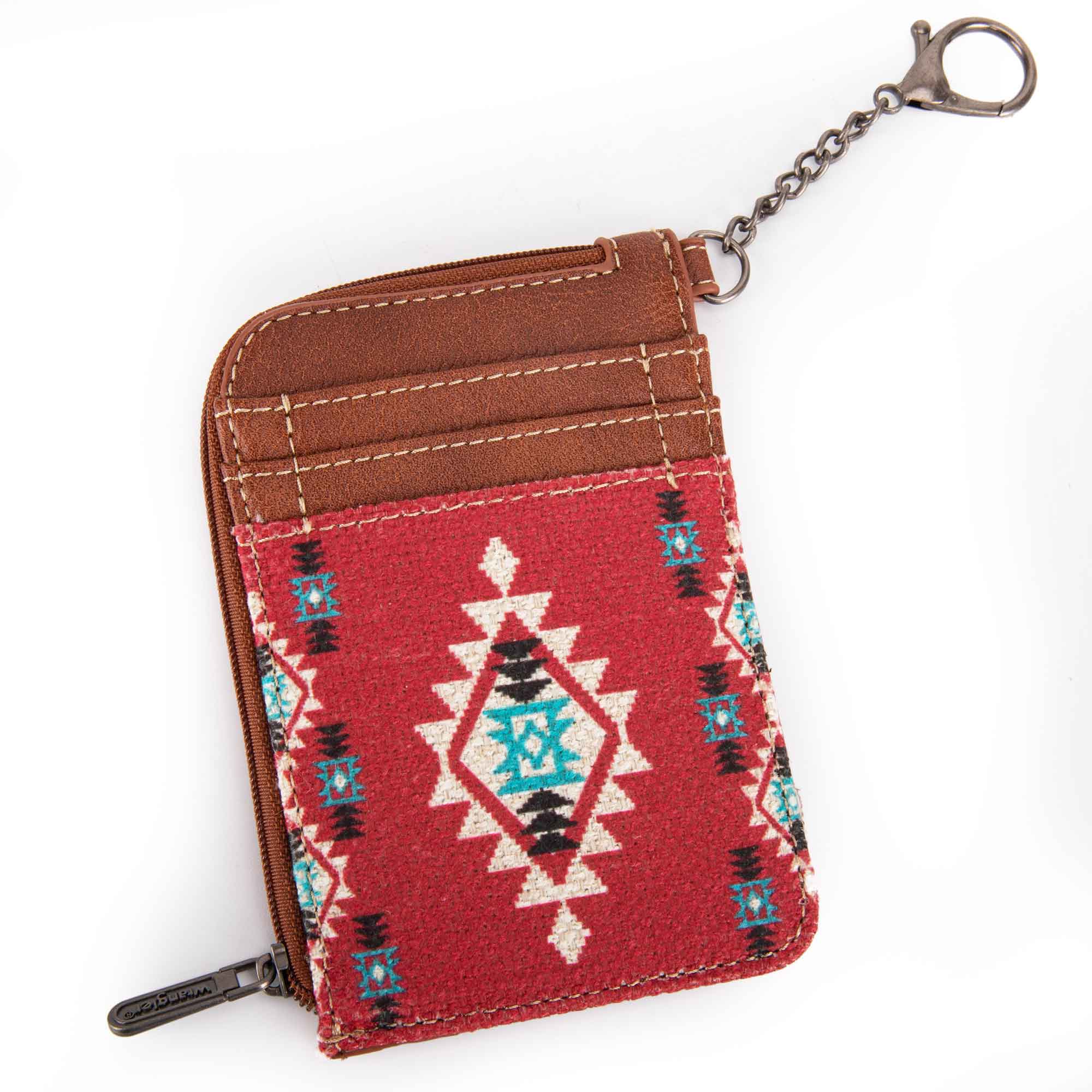 2023 Fall New Wrangler Aztec Southwestern Art Print Mini Zip Card Case - Cowgirl Wear